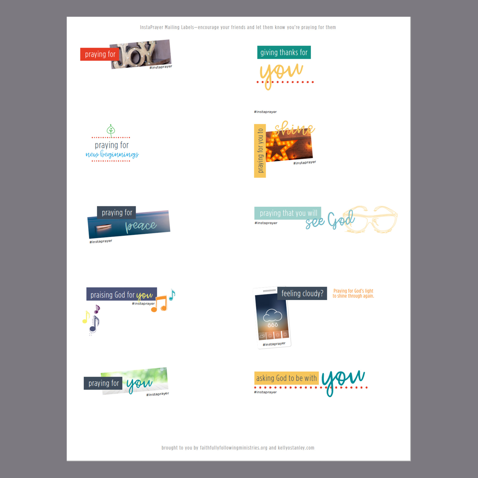 InstaPrayer Mailing Labels