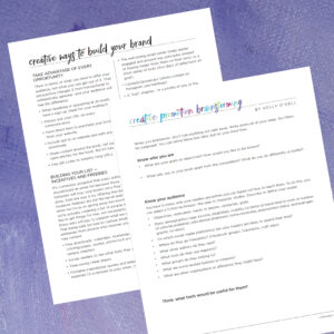 Creative Promotion Ideas Handout and Brainstorming Worksheet
